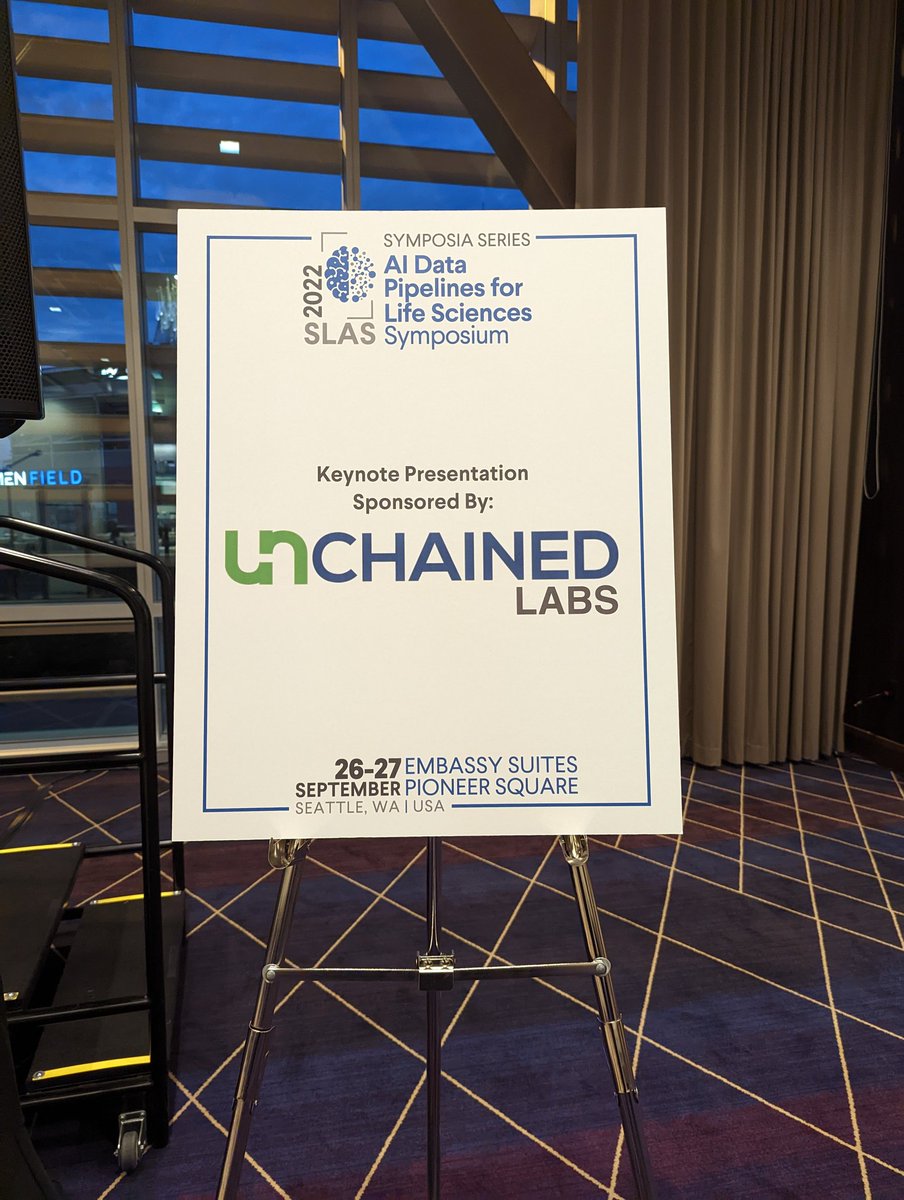 DirSlas's tweet photo. #SLASAIdata has begun! Thank you to our Premier Sponsor, @unchainedlabs , for sponsoring our Opening Keynote address given by Matt Rasmussen, PhD (Insitro). So fun! So fun! https://t.co/QPaH6ubel0