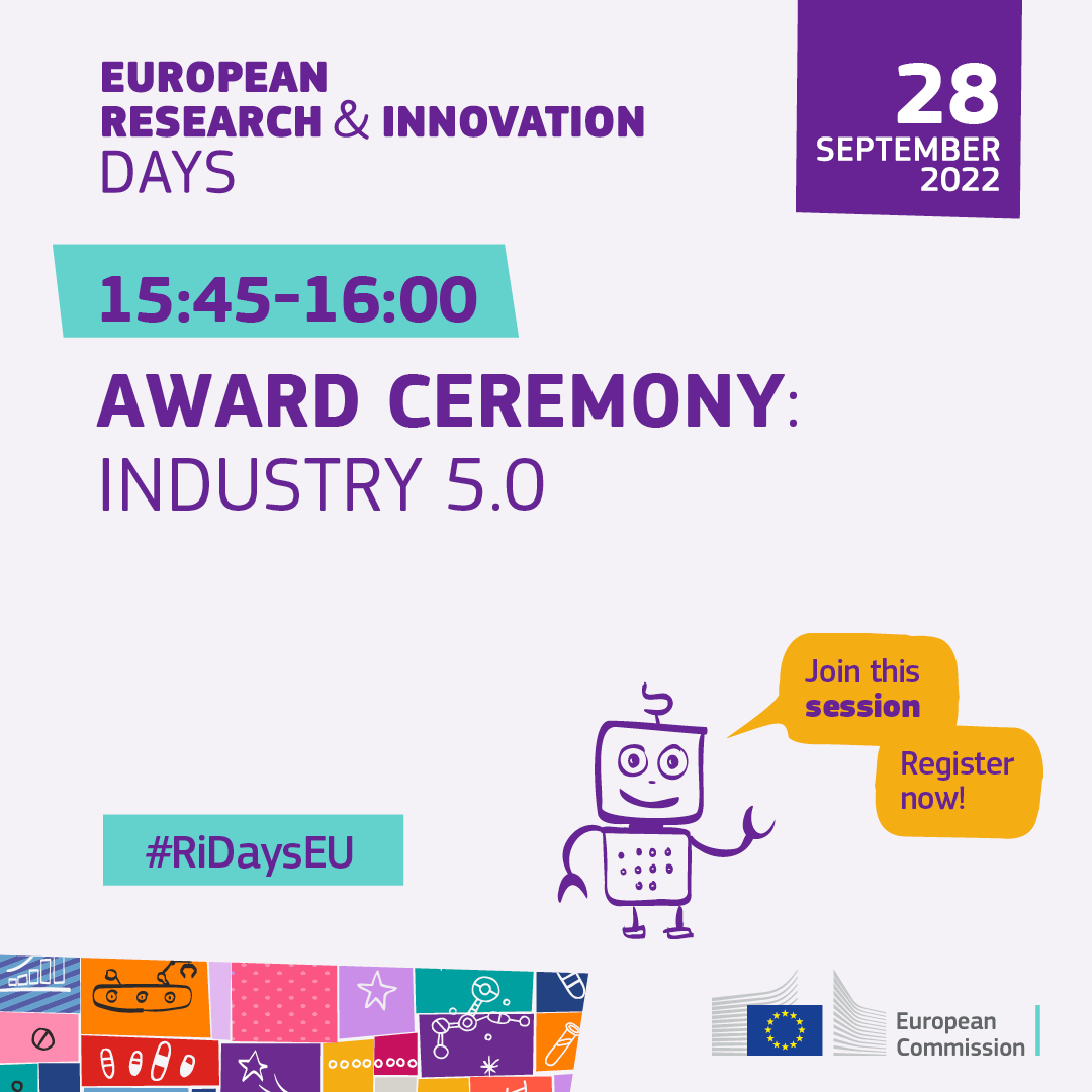 Only two more days before the ceremony of the Industry 5.0 Award... ⏰

#SHERLOCKH2020 is one of the three finalists, together with <a href="/secoiia/">secoiia</a> and RAMP-PV 🥇

Register now and join the session on 28 September, from 15:45!
 
<a href="/EUScienceInnov/">EU Science & Innovation 🇪🇺</a> #RIDaysEU #industry50 #ResearchImpactEU