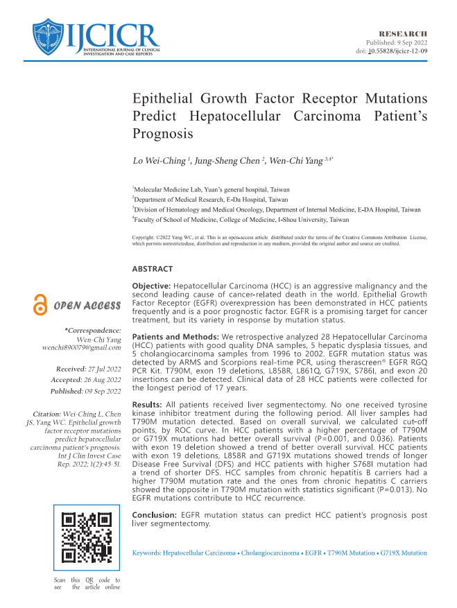 ijcicr's tweet photo. NEWLY PUBLISHED
#Epithelial Growth Factor #Receptor Mutations Predict  #Hepatocellular Carcinoma Patient’s #Prognosis
DOI: 10.55828/ijcicr-12-09
Click to read the full article: https://t.co/utxUizDmrG
#genetics #mutations #hepatology #Cholangiocarcinoma #Mutations #hepatitis https://t.co/GmAFALcXUQ