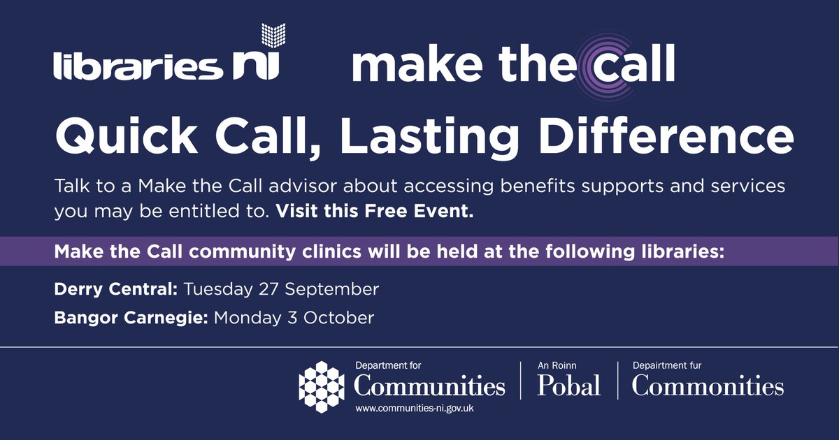 The Make the Call team is holding sessions at local libraries as part of its outreach service.
See times and locations below⬇️