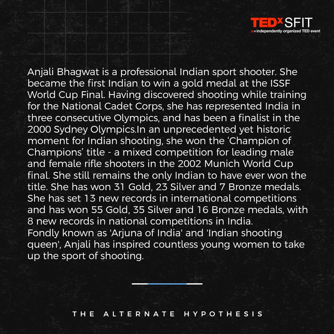 TEDxSFIT is excited to present our 5th speaker

✨Ms.Anjali Bhagwat✨

#TEDxSFIT #TEDx #TEDxTalks
