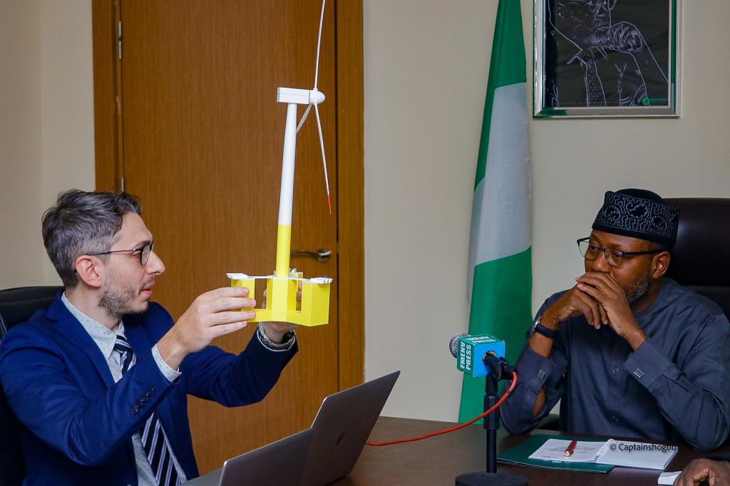 MohdHAbdullahi's tweet photo. Today @FMEnvng I received in audience the Japan Blue Energy Co who are interested in supporting 🇳🇬 quest towards clean energy to meet our #NetZero target by deploying state of the art offshore Wind Energy Tech. #JBEC was led by #RodolsoTGoncalves & Sumie Ogasawara https://t.co/JsGUMzOLAU