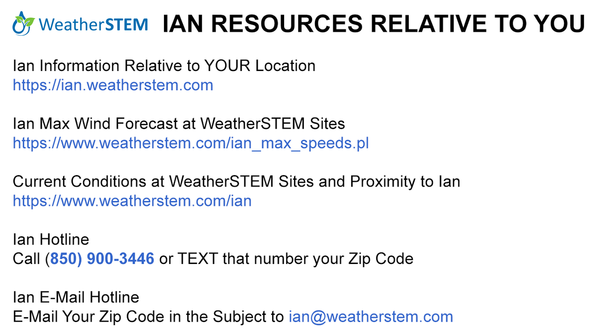 FSUPCWxSTEM's tweet image. Ian Info by Phone/Text/E-Mail/Social Media powered by @WeatherSTEM ian.weatherstem.com