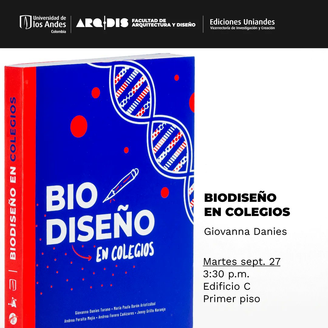 ArqDisUA's tweet photo. 📣 Estas son las publicaciones #ARQDISUniandes que estarán en la 2ª Feria del Libro #Uniandino. ¡No te la pierdas! 📚
#EdicionesUniandes #LosLibrosNosUnen #PublicacionesARQDIS #Libros #Bookstagram #Book #Leer #Lectores #Colombia #Bookstagrammer #FeriaDelLibro #Uniandes #Cultura https://t.co/g3RDFHjJlI