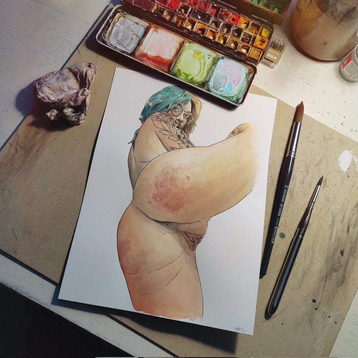 fudgesloth's tweet photo. Here's another one of @chloes_peach Spanking aftermath 💥
#watercolor #erotica #art #eroticart https://t.co/xthVRfyMSx