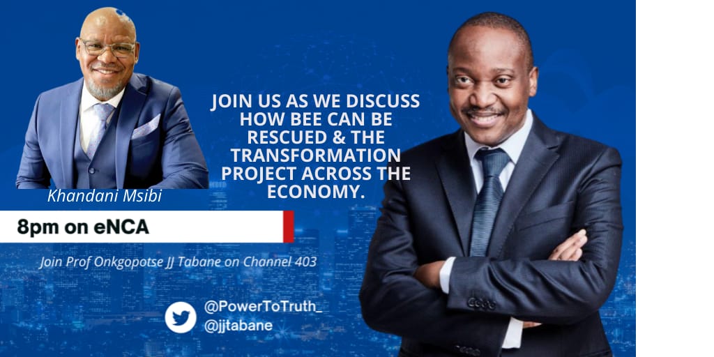 FrankDialogueH_'s tweet photo. Tonight at 8pm on #PowerToTruth, I have @KhandaniM with me, our discussion: How BEE can be rescued & The transformation project across the economy.
Join me @JJTabane tonight on #Channel403 @PowerToTruth_ #PowerToTruth @eNCA https://t.co/OrI9K383yi
