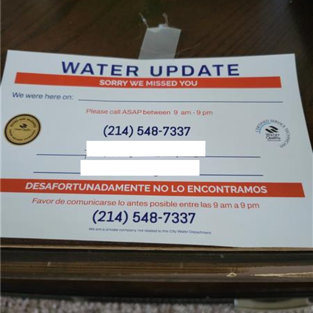 The City has been notified of a potential door-to-door water scam. 

Remember, our City staff will be in branded uniforms and have a City ID badge. They will also not ask to enter your home. Please be aware and notify us if this happens to you.