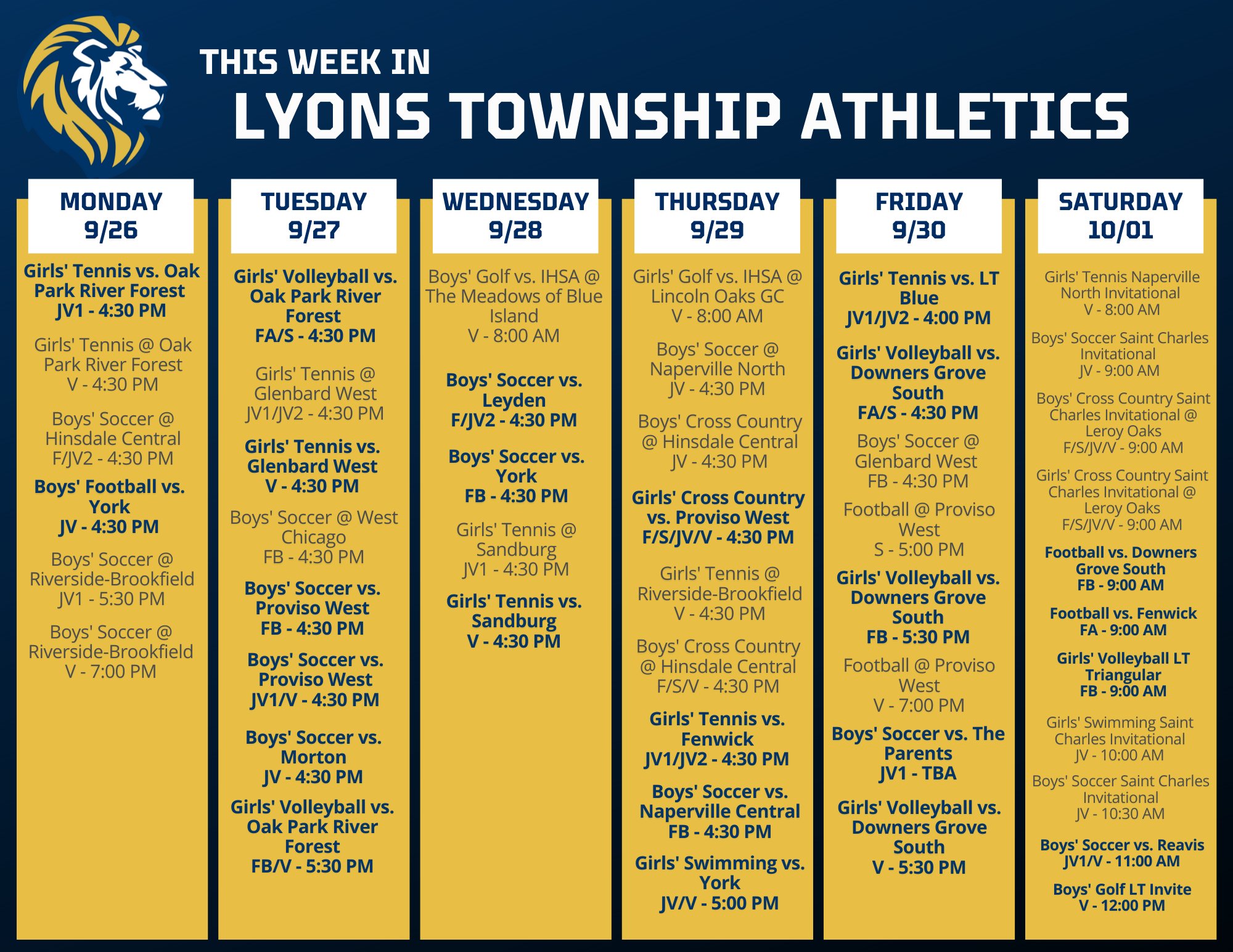 LT Athletics on Twitter "Check out this week's athletic schedule here
