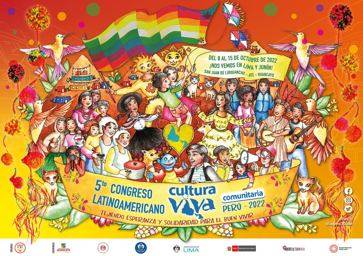 biomuerto's tweet photo. 🔥El afiche oficial del 5to congreso latam de #CulturaVivaComunitaria 🔥
Creación colectiva: @LiciRamirezArte Ilustración, @bztello Diseño, @marelangeler Corazón y punche,
y esta muki: Tejidos.
Gracias a la mente creadora del grupo impulsor de #PeruCVC y sus orgs comunitarias 💚 https://t.co/T6mkWDz9Va