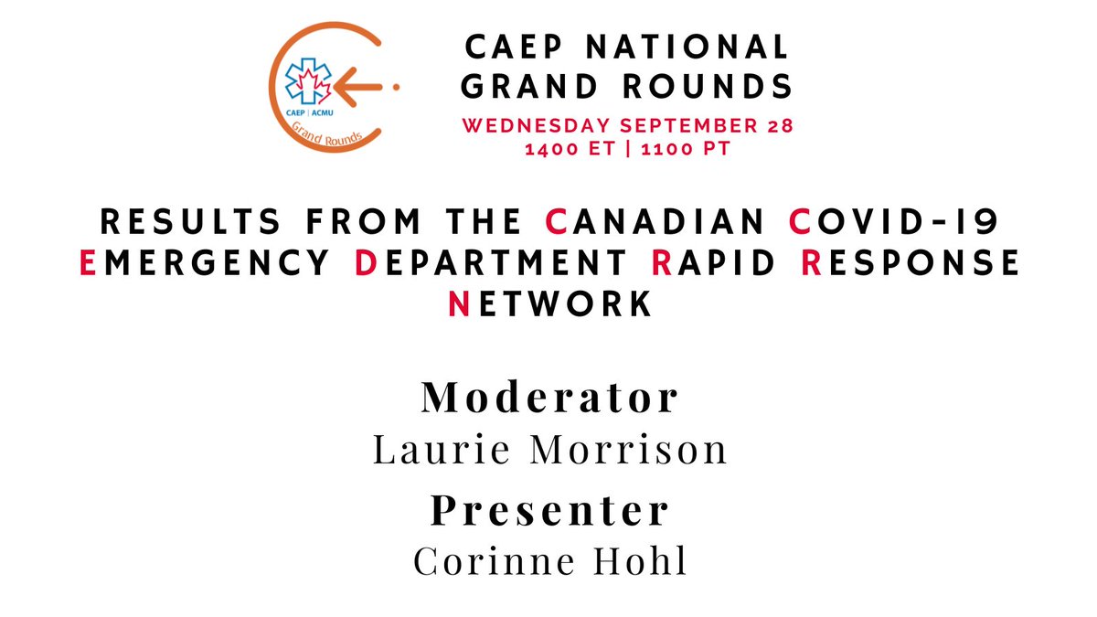 AND we are BACK! CAEP National Grand Rounds returns on Wednesday, September 28 
Note the NEW Time!  1400 ET
Register here caep.ca/cpd-courses/ca…