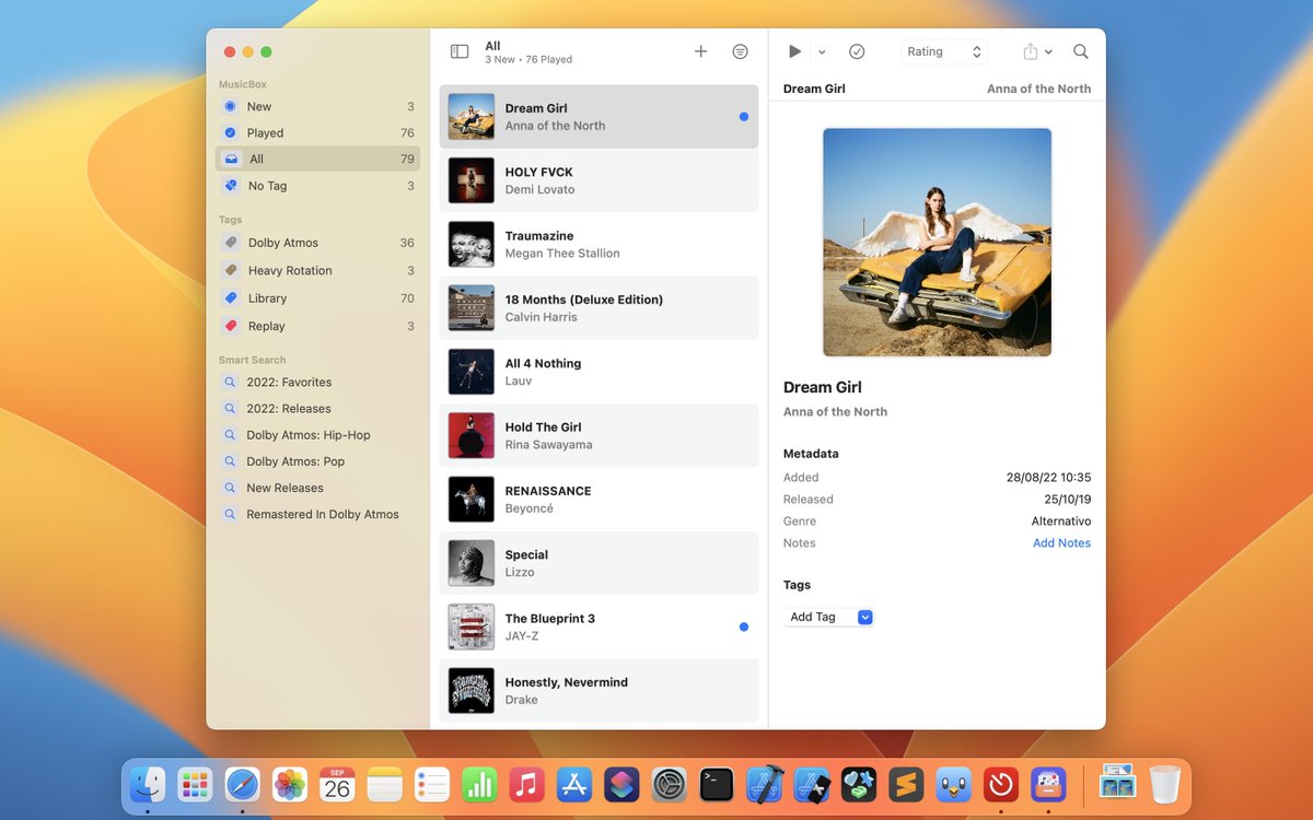 MusicBoxApp_iOS's tweet image. MusicBox 1.1.1 is now available for iPhone, iPad, and Mac! This update brings:
✨ New Dense List layout
🛠 Customize album/songs metadata and actions
🎛 Easy access to actions in the navigation bar
⭐️ Sort by star rating
🌐 New URL scheme to open an album/song