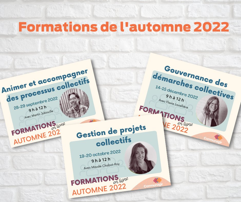 Communagir's tweet photo. Nos formations commencent cette semaine! Suivez le lien ci-dessous pour toutes les informations et les liens pour vous inscrire.
https://t.co/8xR2OT50cW https://t.co/z2Mce8Y68v