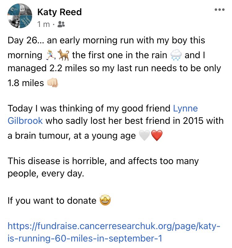 ktsheffa's tweet photo. Day 26… thinking of my friend today who lost her best friend to this horrid disease in 2015.… 58.2 miles covered 

https://t.co/pFpyaHCBBg https://t.co/Dk2v4BFLBM