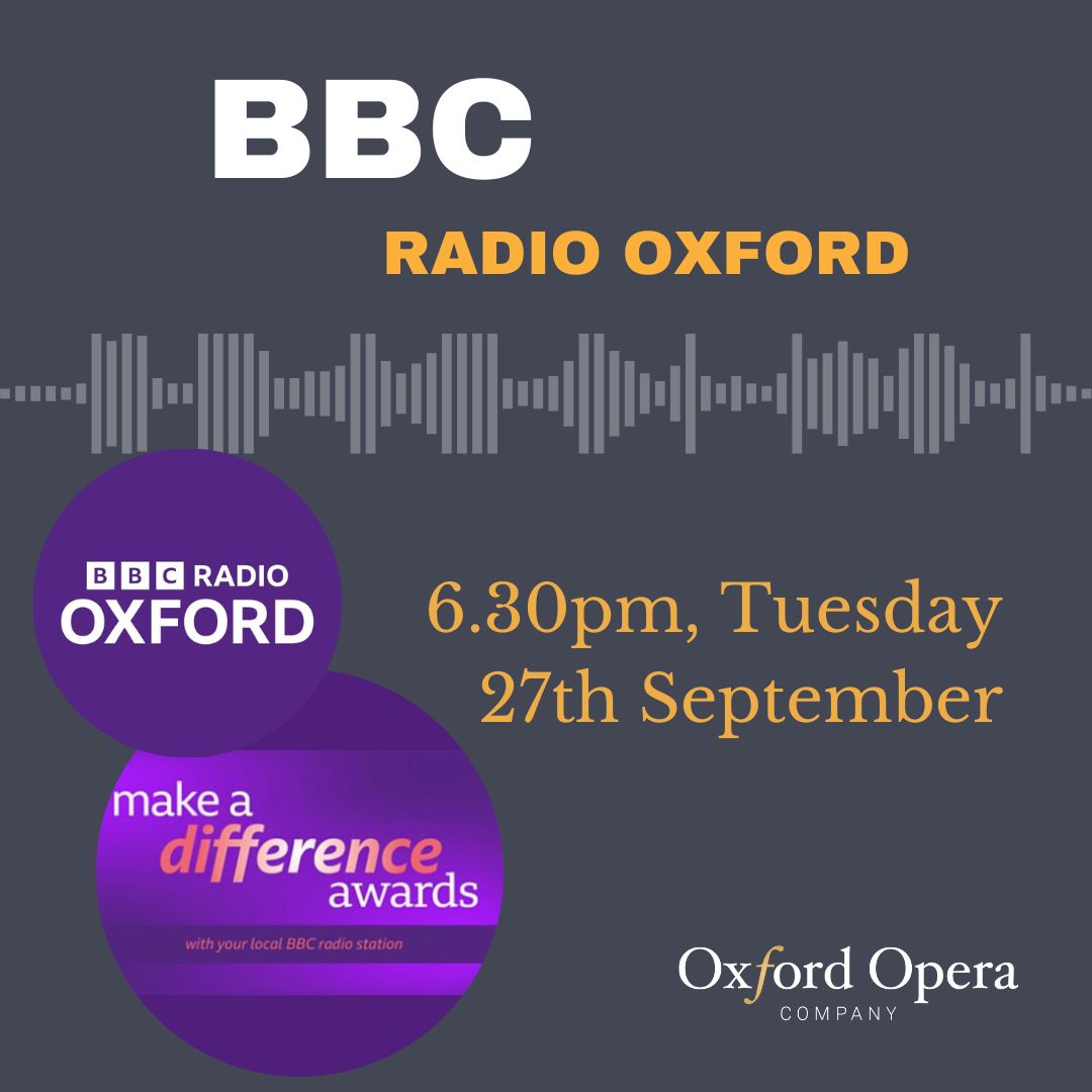 RealOxfordOpera's tweet photo. Listen - Tuesday 27th September, 6.30pm 🎧
-
Founder and Artistic Director Stuart Pendred will be on @bbcoxford at 6.30pm tomorrow, Tuesday 27th talking about the BBC Nomination by @laylamoran MP for the BBC 'Make A Difference' awards.
#MakeaDifferenceAwards #BBC #operaiscool https://t.co/x9shVEmnxB