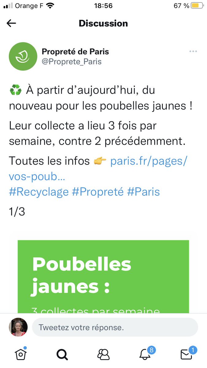 cbrossel's tweet photo. Bienvenue au nouveau compte Twitter de la #propreté de la ville de ⁦@Paris⁩ : ⁦@Proprete_Paris⁩ 
Pour tout savoir, apprendre et découvrir sur les agents et les métiers de la #propreté et de l’#assainissement, les actus et les nouveautés ! https://t.co/LY0jPBvj4t
