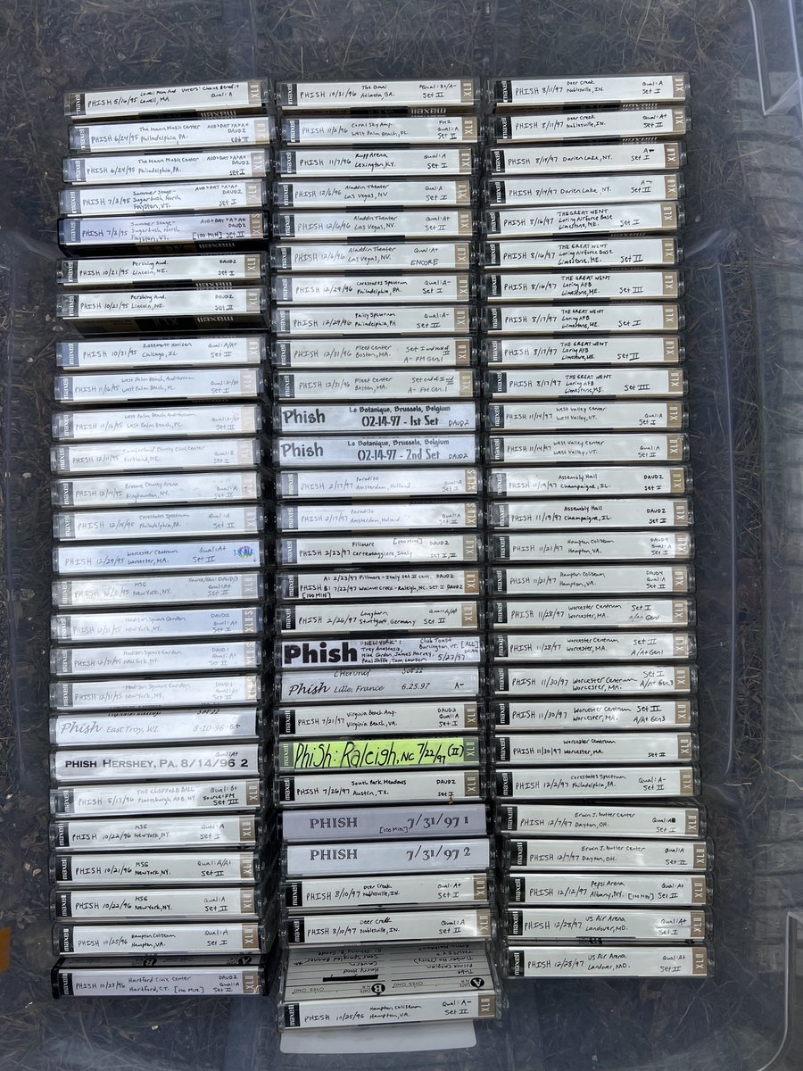 dogsstolethings's tweet photo. Tapes are back, bigtime! Will ship this collection to you no charge if you’re interested, let me know. Mostly Phish, some Dead, Strangefolk, Percy Hill🎵 https://t.co/TFVkevHqUL