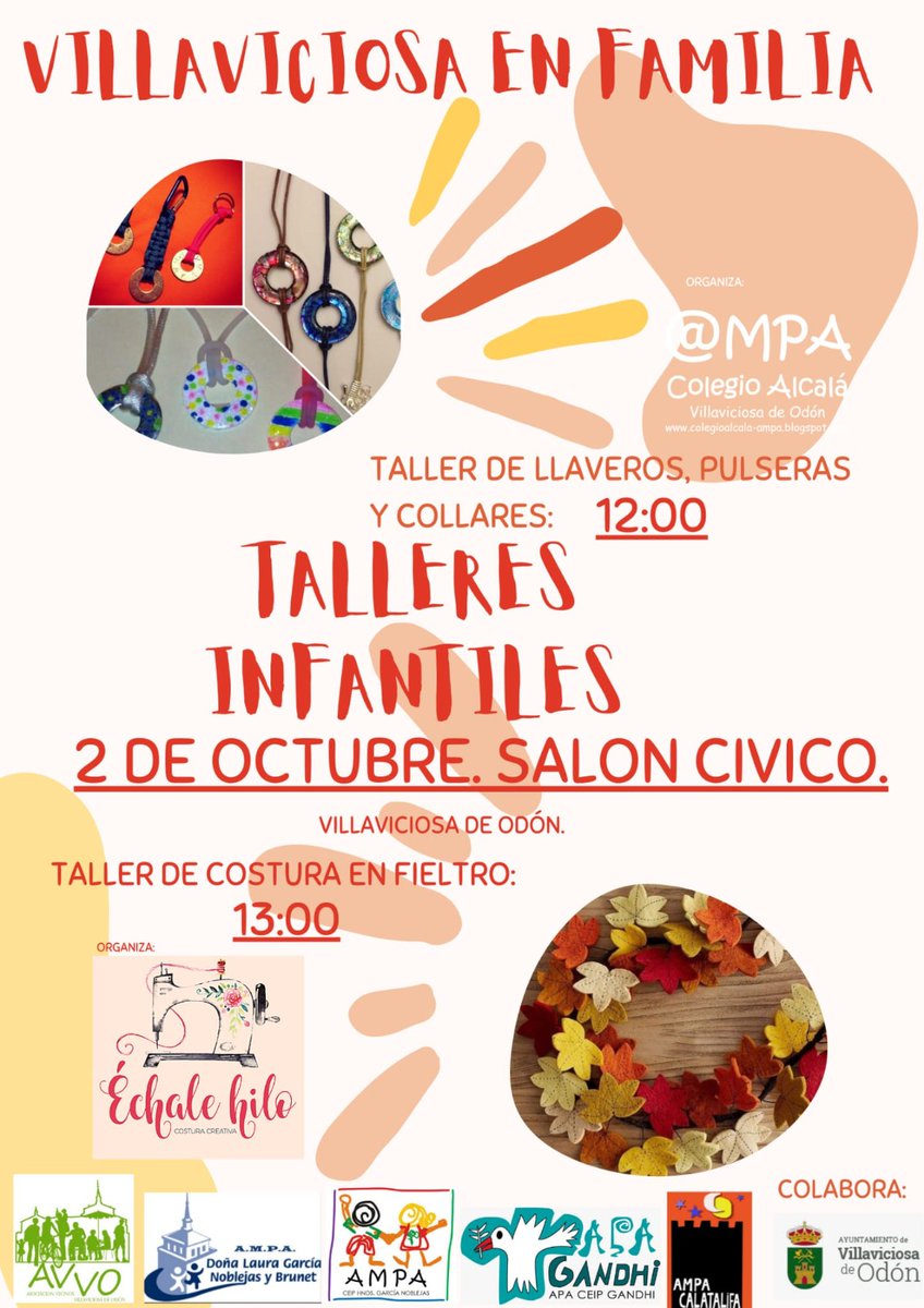 AmpaColeAlcala's tweet photo. Villaviciosa en Familia arranca con 2 talleres para niños de todas las edades. Entrada libre de 12 a 14 h. https://t.co/bYl3PXTcvK