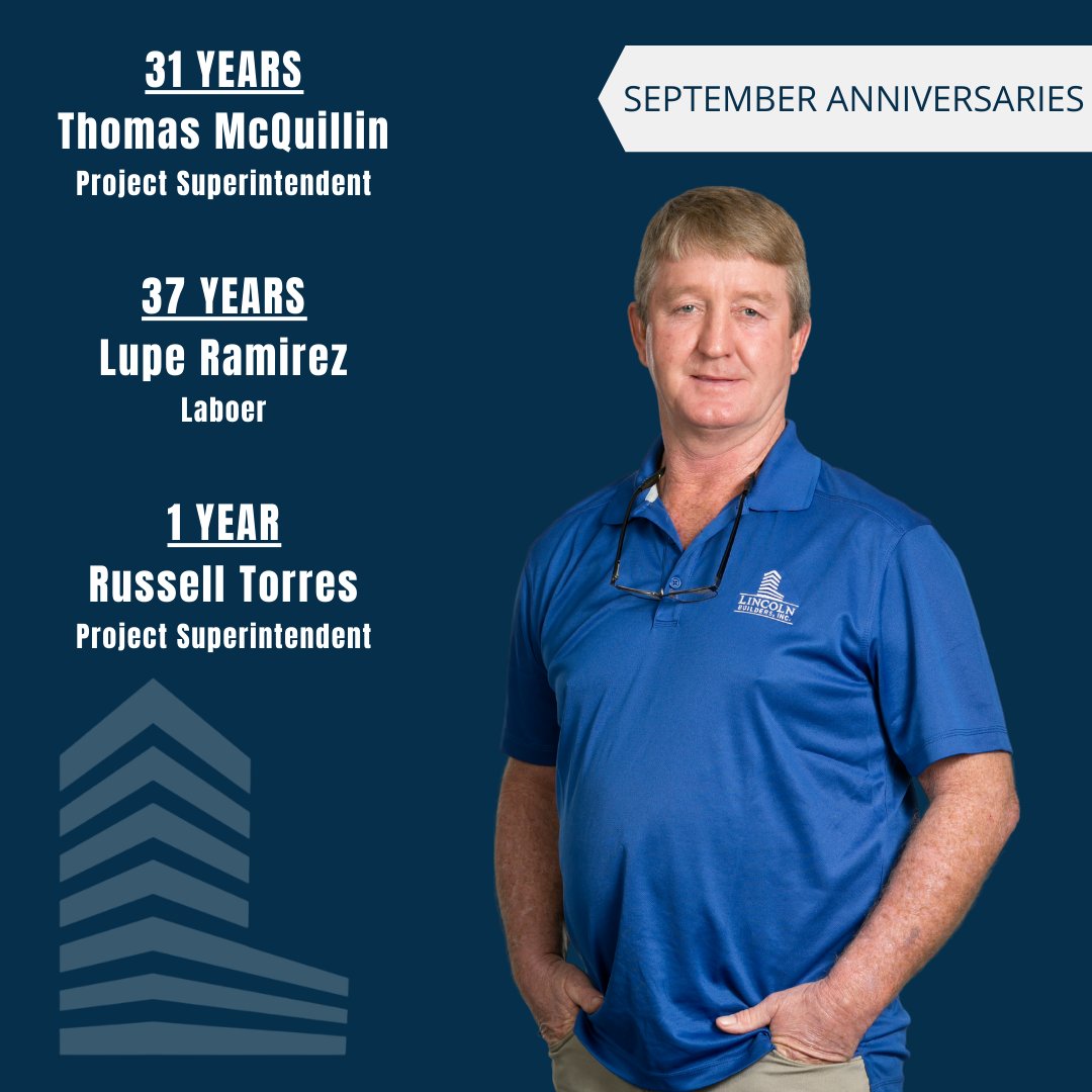 LincolnBuilder1's tweet photo. September is a month for celebrating as we continue to celebrate more work anniversaries. We are lucky to have each of you on the Lincoln Builder team. #LBILoyal #PowerOfIntegrity https://t.co/YyrGWAtYGj