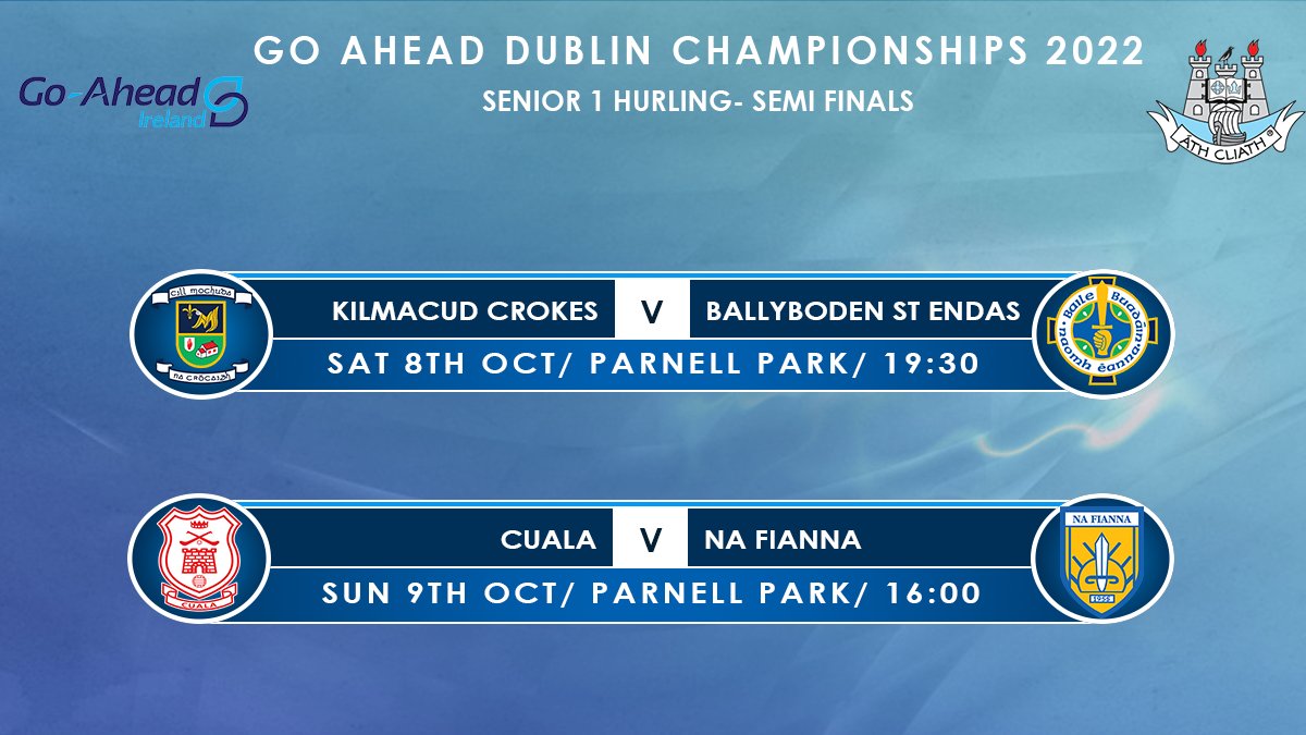 test Twitter Media - Fixture details have been confirmed for the Go Ahead Dublin Senior 1 Hurling semi-finals. 

Full Go Ahead Hurling Semi-Final fixture details available here ➡️ https://t.co/MVEKqfdsie https://t.co/bPCBUKWM5X