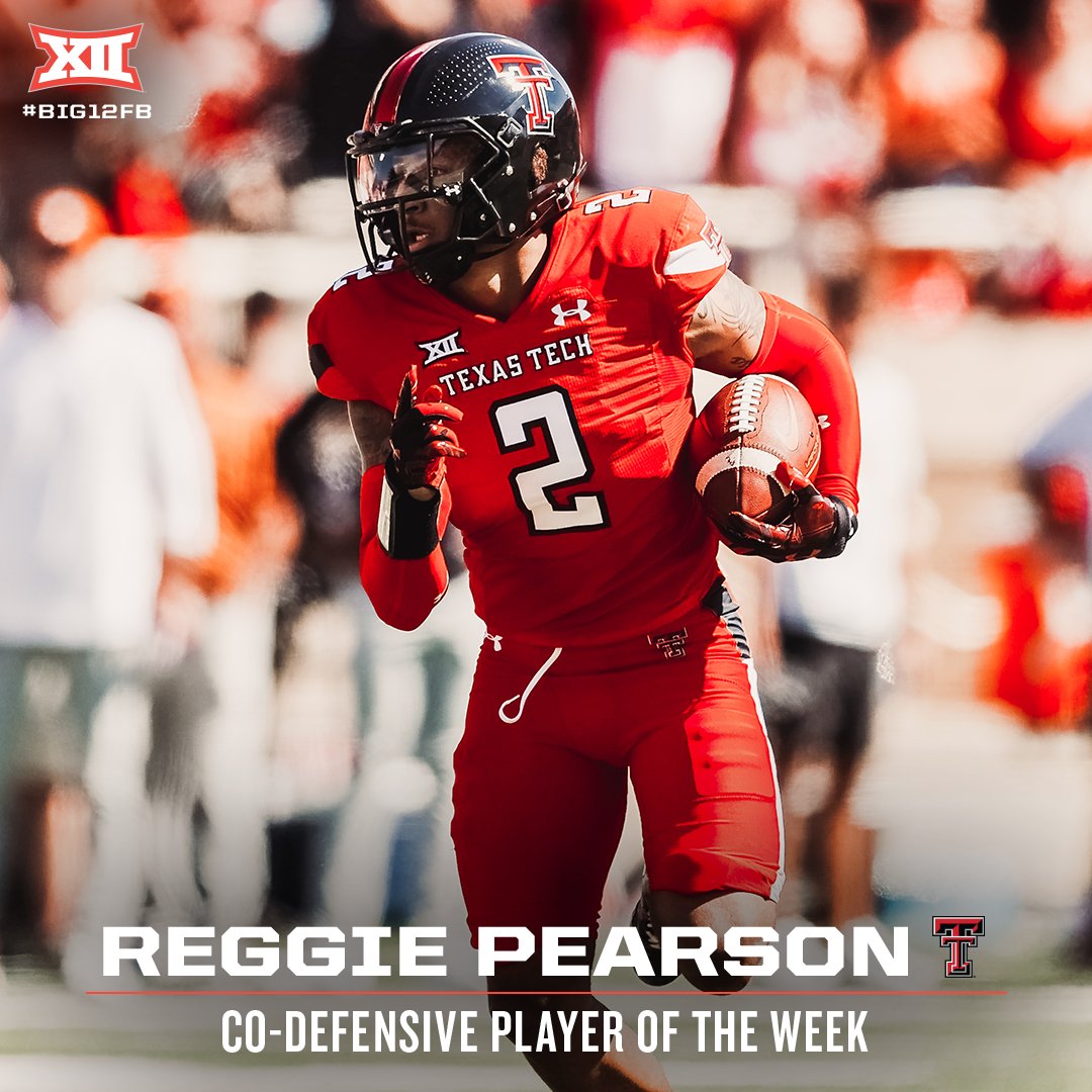 🏈 #Big12FB Co-Defensive Player of the Week 🏈 Reggie Pearson, @TexasTechFB 📰 big12.us/3xTux9x