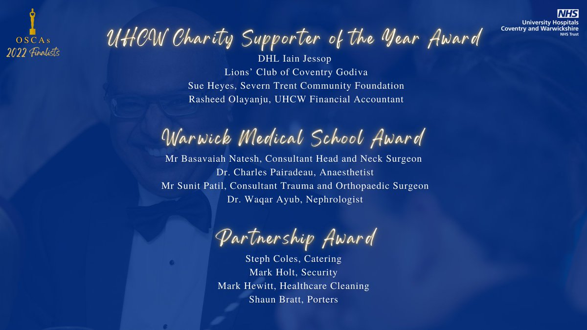 nhsuhcw's tweet photo. We are excited to reveal the shortlist for our Outstanding Service and Care Awards 2022 🏆

This year we received a record number of nominations from staff and members of the public, recognising the amazing individuals and teams at UHCW.

Congratulations to all our finalists 🎉 https://t.co/TfmclsoADW