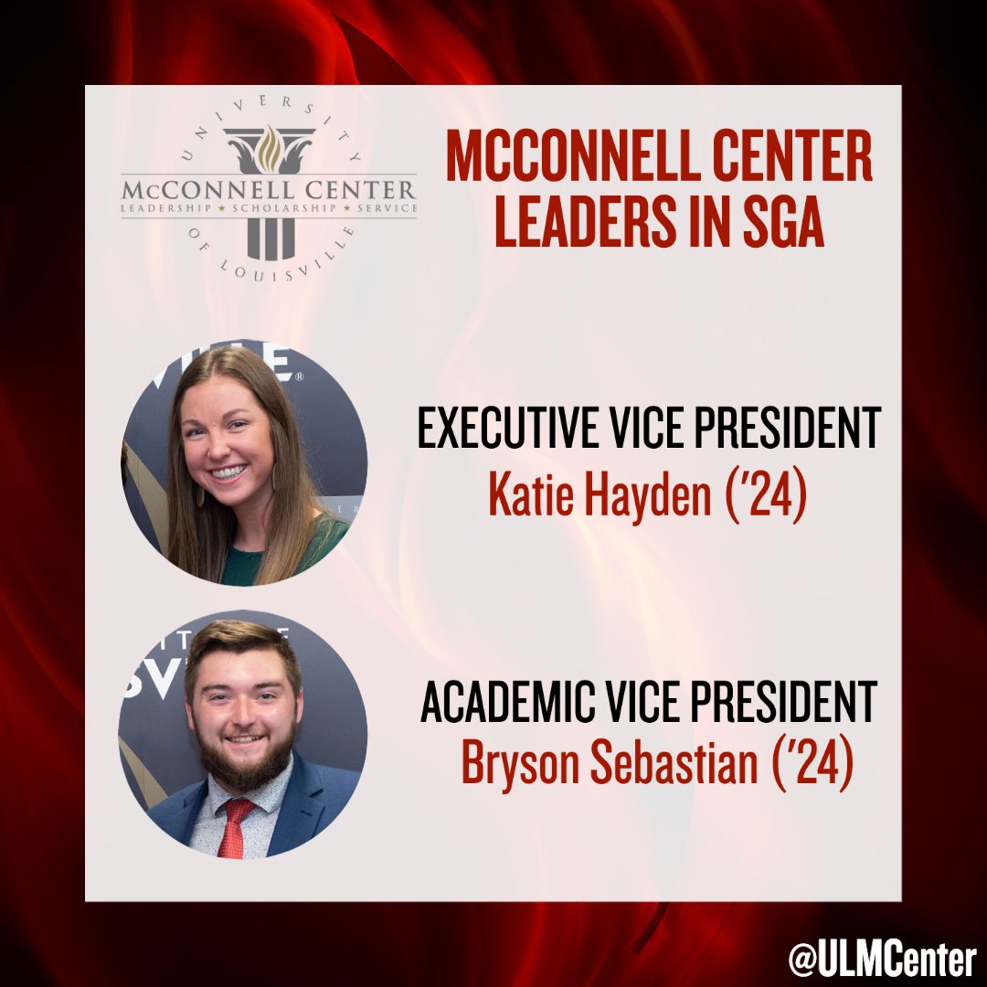 ULmCenter's tweet photo. We love our McConnell Scholar leaders π€© Congratulations to our scholars serving in Top 4, Executive Staff, and Senator positions in UofL SGA! We also have 3 scholars holding leadership positions in UofL ELSB. We are so proud of each of you! #McScholars #McLeaders https://t.co/gbSoQBi6is