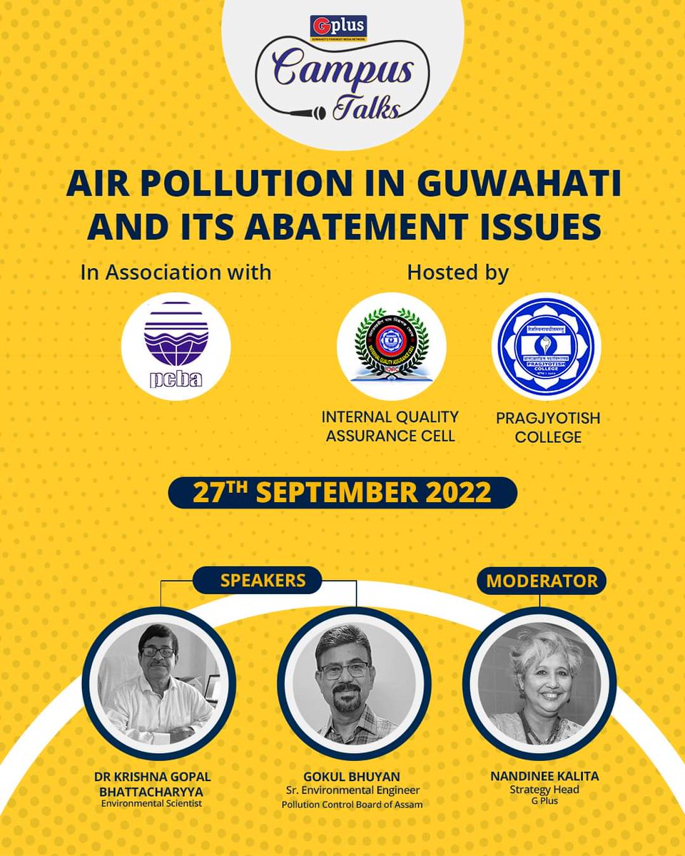 guwahatiplus's tweet image. G Plus is hosting Campus Talks at Pragjyotish College on Tuesday, September 27. See you there! 

#Guwahati #Assam #campustalks