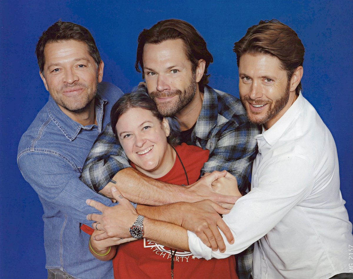 Many thanks going out to these three guys for helping to make my first Con one to remember! Super sweet, super funny, and super kind…a real triple threat team. ❤️ <a href="/jarpad/">Jared Padalecki</a> <a href="/JensenAckles/">Jensen Ackles</a> <a href="/mishacollins/">Misha Collins</a>