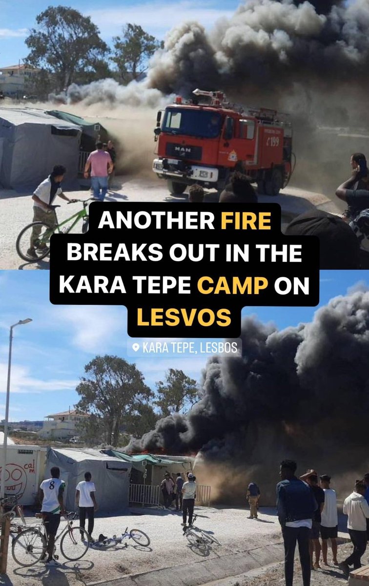 MAMbeyondborder's tweet photo. Altro #incendio oggi a #Lesvos, nel campo si è alzata una nuvola nera che ha inglobato diversi container. Per fortuna non ci sono feriti. La disumanità però, continua, nel contenere queste persone senza trovare soluzioni che non ledano i diritti umani. https://t.co/RXCIP3q1x9