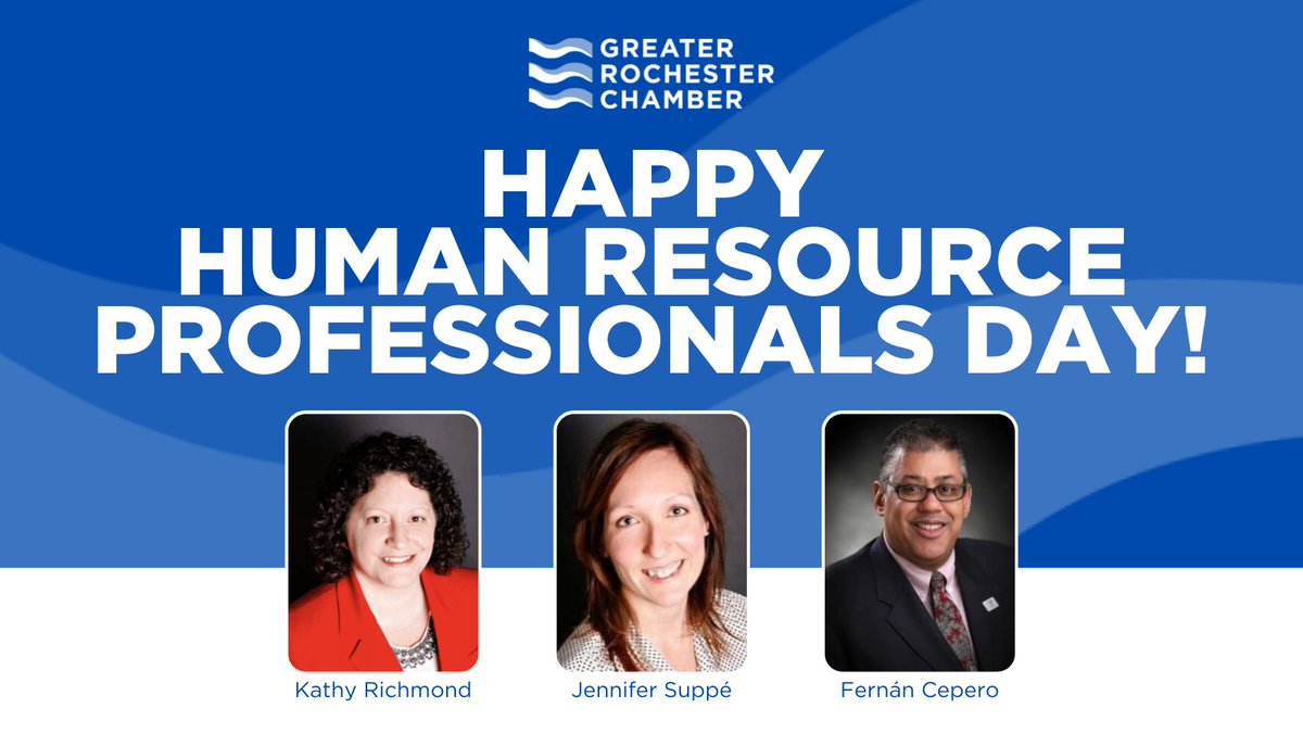 Happy HR Professionals Day! Our amazing HR Services team of Kathy Richmond, Jennifer Suppé, &amp; Fernán Cepero work hard every day to keep our members informed, while also developing our internal team. We couldn't do it without them &amp; the many great #HR Professionals in #GreaterROC!