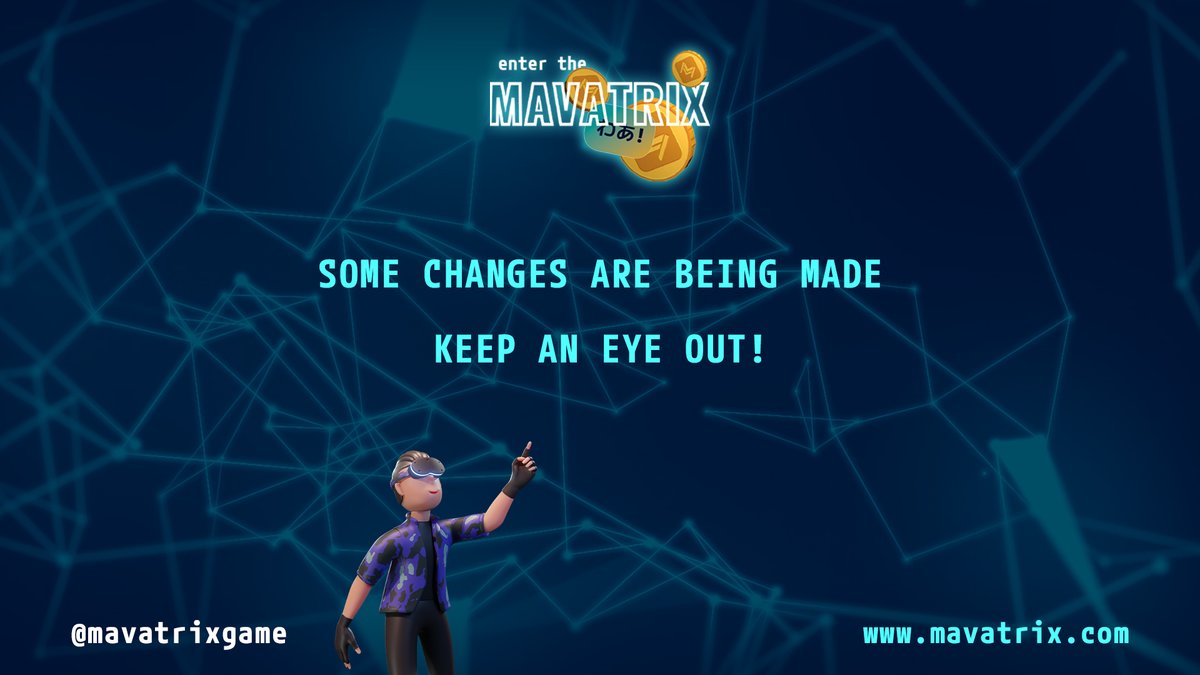 We are making some changes and improvements with Mavatrix! ❤️
Stay tuned! 🥸🤓

You can visit our official Linktr.ee
linktr.ee/mavatrix

And join our telegram broadcast!
t.me/mavatrix

#nft #crypto #cryptocurrency #nftcommunity #cryptocommunity #nfts