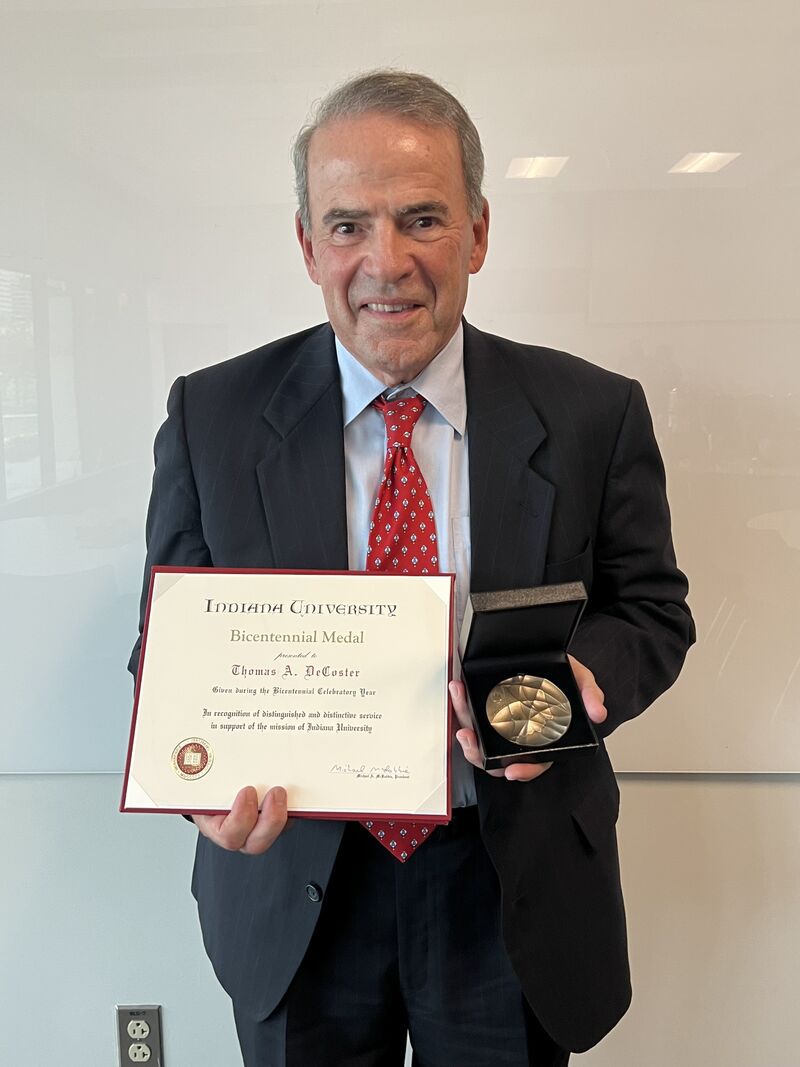 IUIONeill's tweet photo. A huge congratulations to our own Dr. Tom DeCoster, who was named the recipient of the Indiana University Bicentennial Award on Friday! “Dr. Tom” was among the earliest faculty to join O’Neill and also was the founding Director of IU Executive Education. #IUExecEd https://t.co/FAR1FOWpyE