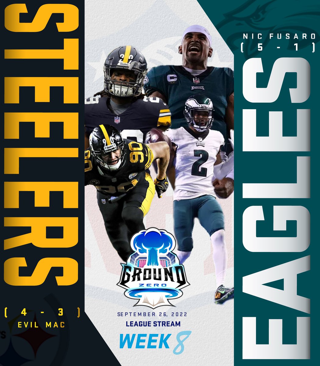 GZMLCFM's tweet photo. Happy League Stream Day GZ! We have a great lineup set for this evening, and it all kicks off at 7:00pm est with a battle for the Quaker State as the Steelers make the trip East to Philly to take on the Eagles! Bragging rights on the line in primetime, you won't want to miss it! https://t.co/FHw0CL206m