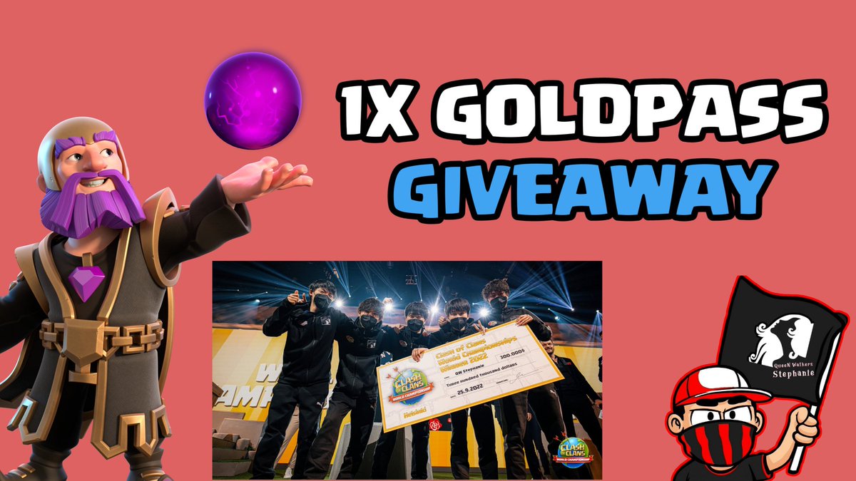 COC_Mahedi's tweet photo. As I am a biggest fan of QW Stephanie...and They finally won World Championship of 2022..🥰

So, I am giveaway a GoldPass on this Occasion.
●Rules-
■Follow Me and @QW_coc 
■Retweet this post
■Tag 1 Friend
*Must Have PayPal for claim the Prize
*Winner will be declare on 30 Sep https://t.co/BETSKwUrKr
