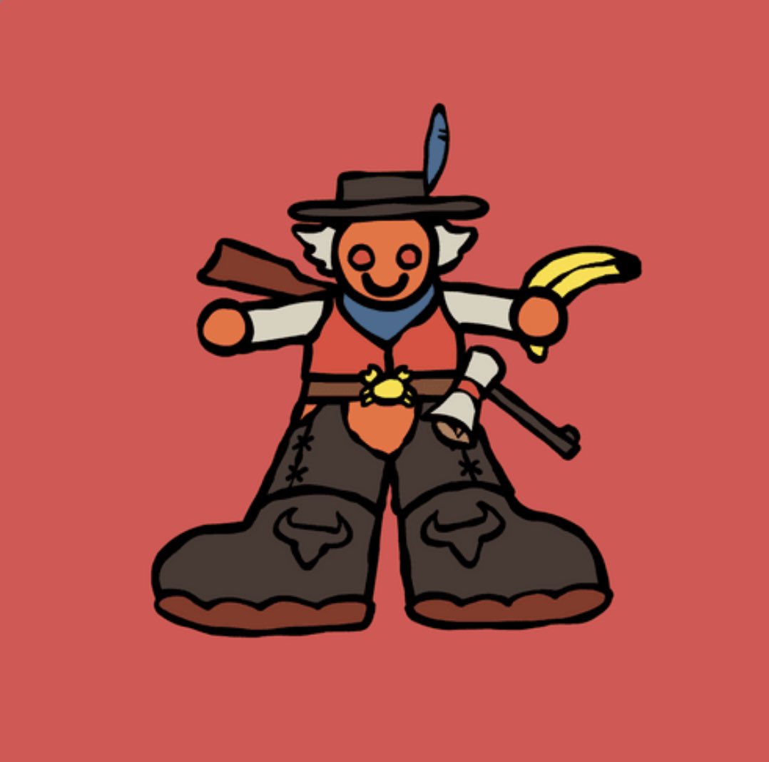 aglzeth's tweet photo. Darn horse keep eating my banana gun! Awesome job with this release @GunslingersNFT @thetornadotoad  🍌 https://t.co/sdyyPO84O6