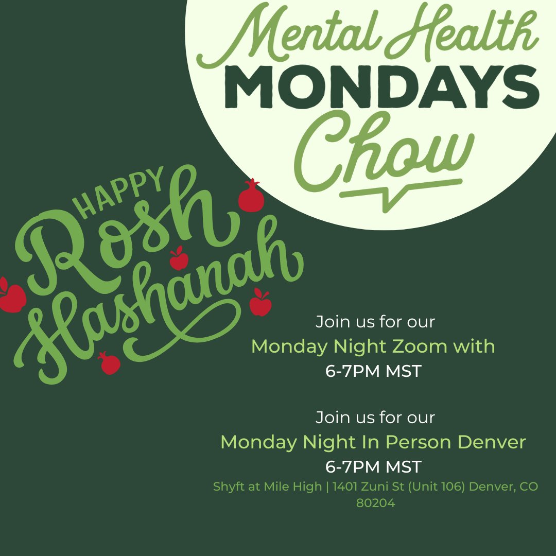Happy #MentalHealthMonday &amp; Shana Tovah! Join us today at chowco.org and in person at @shyftmilehigh