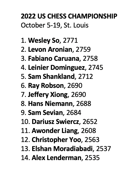 on Twitter "The 2022 US Chess Championship lineups have