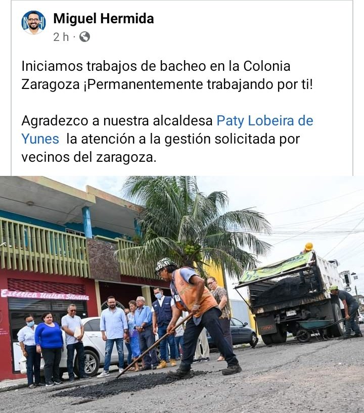 IvanKalderon's tweet photo. En la foto un hombre trabajador y un flojonazo diputado local junto con 2 empleados municipales que ven como tapan UN BACHE!! 🤪 Ahora resulta que gracias a Miguel Hermida andan bacheando las colonias del Puerto #SeMamut https://t.co/oK20c3SuXZ
