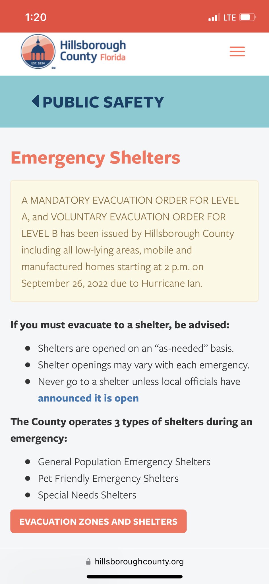 New hurricane evacuation zones in Hillsborough County