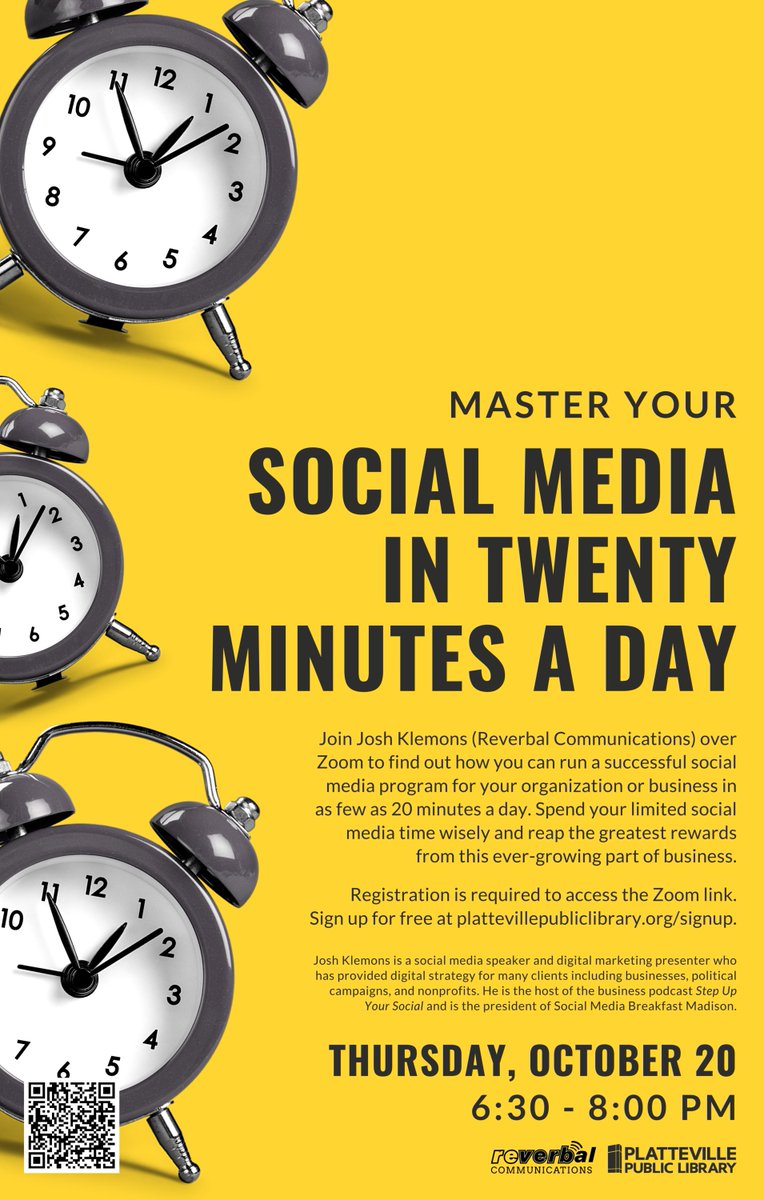 Really looking forward to this! I've worked with the Platteville Public Library (<a href="/PlattevillePL/">Platteville Library</a>) a bunch over the years and both the staff and their community have always been amazing!