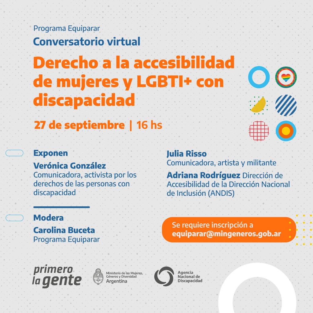 ANDIS_Arg's tweet image. 👩🏻‍💻 | En el marco del Programa Equiparar, junto al @MinGenerosAr, te invitamos al conversatorio Derecho a la accesibilidad de mujeres y LGBT+ con discapacidad.

📅 | Martes 27 de septiembre
🕓 | 16 horas 

Podés solicitar el link de acceso al mail: equiparar@mingeneros.gob.ar