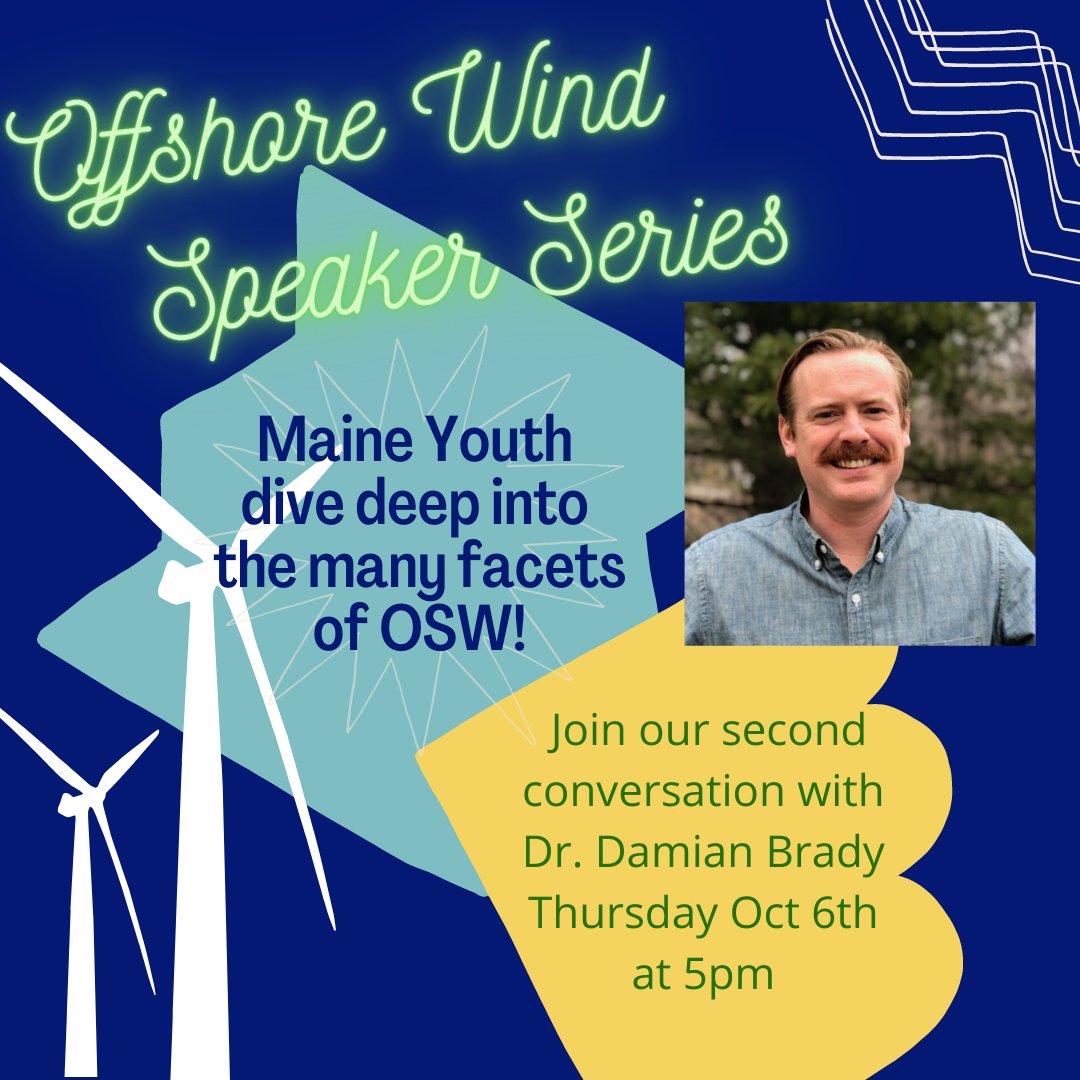 MYCJ is hosting a six-part speaker series about offshore wind! On Oct. 6th at 5pm, Dr. Damian Brady will speak about fisheries and ecological impacts. Register and contribute your questions below!

Register:  us02web.zoom.us/meeting/regist…

Submit questions: docs.google.com/forms/d/e/1FAI…