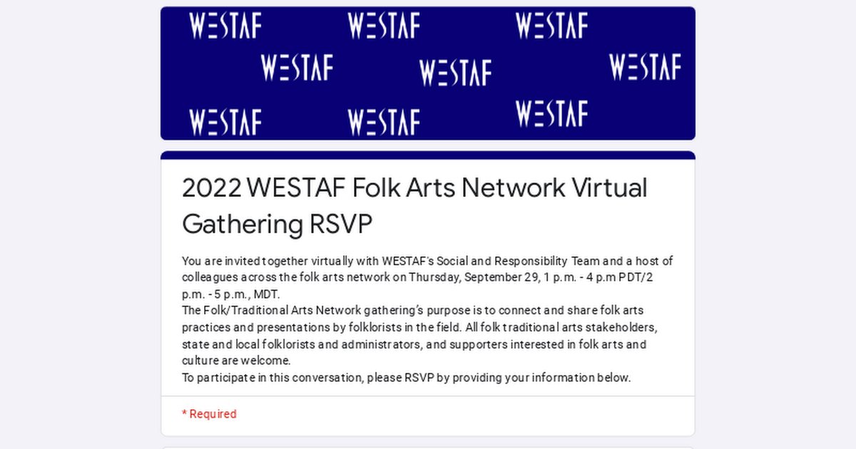 NCTA1933's tweet photo. Resource Alerts: Resilience, Reframing, Actions
@WESTAF is inviting folk artists & culture bearers in their service region for a Folk Arts Network Virtual Gathering on 9/29 1-4pm PDT. Register at the link below
https://t.co/7uO5KsycaP
#ReliefAndRecoveryResource #folknetworking https://t.co/DkTDNlL9VT