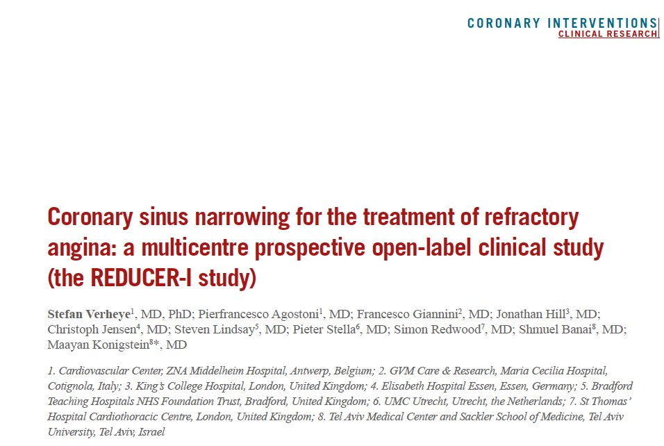 This interim analysis of the REDUCER-I study on the first 228 patients at 2 years suggested a good safety profile along with preliminary evidence of improvement in angina symptoms, physical performance, and quality of life. #EIJBestOf ow.ly/uk6x50KTiu7