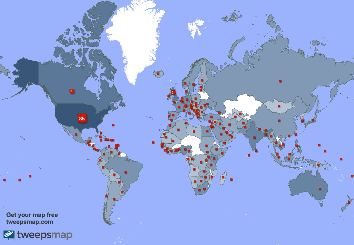 Special thank you to my 26 new followers from Peru, and more last week. tweepsmap.com/!Augustus709