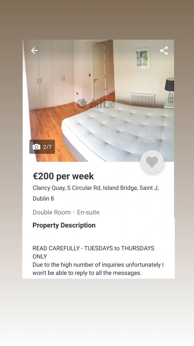 €866/month and you can only live there from Tuesday to Thursday. The greed is sickening. 

daft.ie/share/clancy-q…