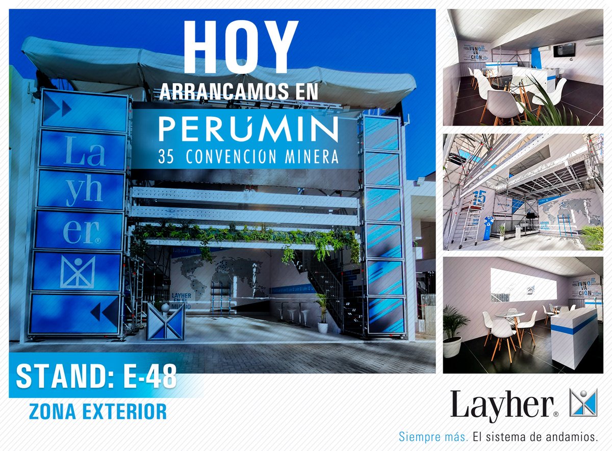 LayherPeru's tweet photo. 🔝 ¡Ya estamos en #PERUMIN35 con lo mejor de #LayherPeru en el Stand: E-48. Zona Exterior! ¡Nuestros profesionales esperan por ti! 
☑️ Sé parte de la #ExperienciaLayher del 26 al 30 de septiembre en el Centro de Convenciones del Cerro Juli de Arequipa. #LayherPeru #PERUMIN2022 https://t.co/Tn36sn8lpX