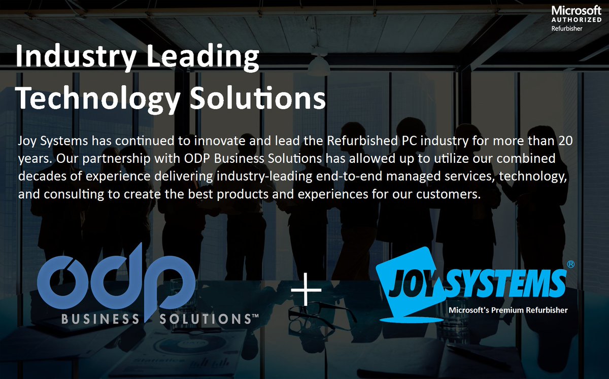 Joysystems's tweet photo. Joy Systems has continued to innovate and lead the Refurbished PC industry for more than 20 years. Reach out to your ODP Account Manger and learn how you can go green and transform your business with @Joysystems. 

#ITAD #ODP #Desktops #Laptops #refurbished #microsoft #gogreen https://t.co/33VkVVKZNC