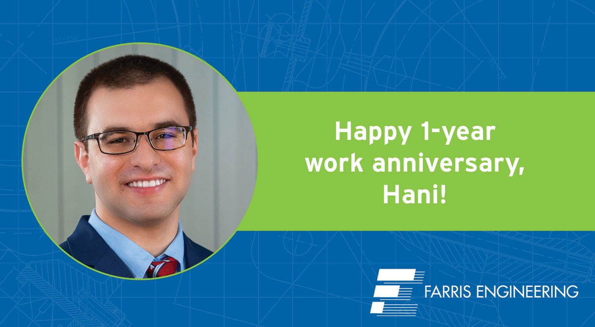 Congratulations, Hani! 

Hani is celebrating his 1-year work anniversary with Farris Engineering in our Omaha office!