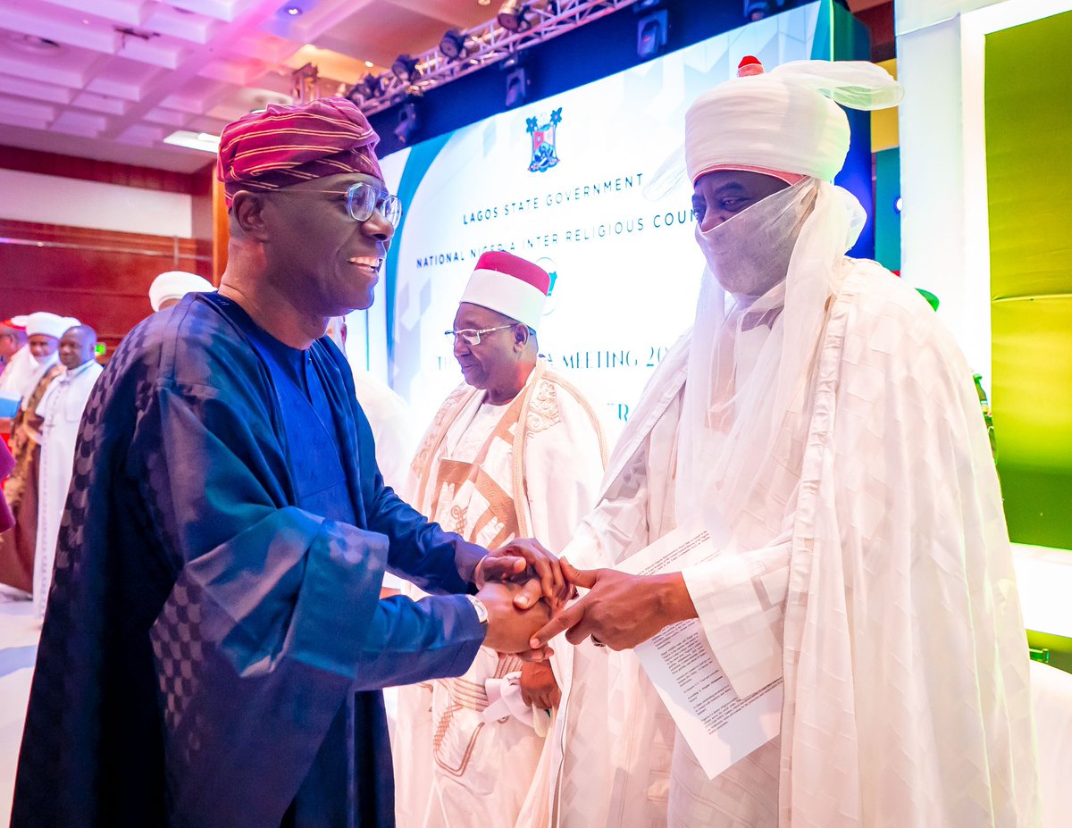 jidesanwoolu's tweet photo. It was my honour to welcome our eminent religious leaders to Lagos today for the 3rd quarter meeting of Nigeria Inter-Religion Council (NIREC).

In my address, I called on Nigerians, irrespective of our religious and ethnic differences to work together for peace in the country. https://t.co/wfr9AoFi86